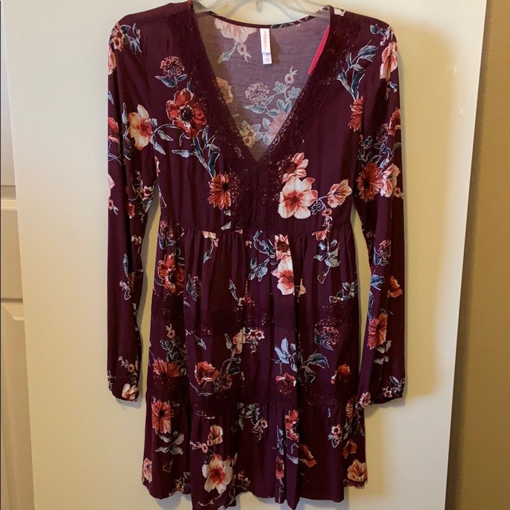 Long sleeve floral dress.